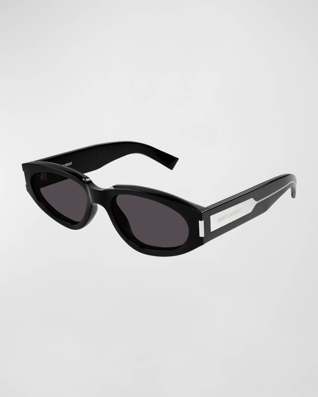 Engraved Logo Acetate Oval Sunglasses